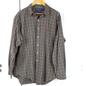 Ralph Lauren Mens Longsleeve Plaid Button down Red PONY Classic Sz.XL